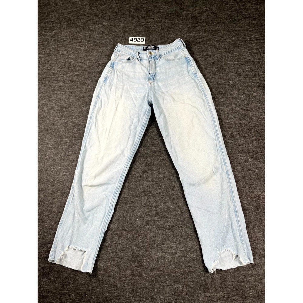 Hollister California Vintage Mom Jeans Womens 0 Blue Denim High Rise Frayed Hem